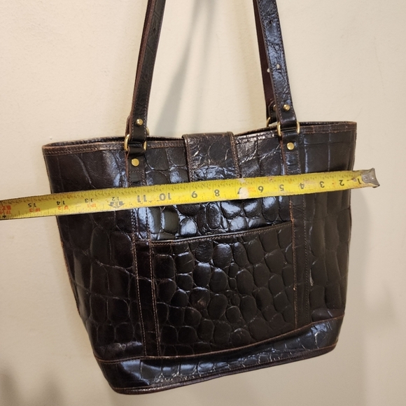 BRAHMIN Brown  Anywhere Melbourne croc embossed leather Shoulder  Tote Bag - Picture 11 of 16